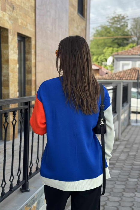 B LETTER SIMPLE WOMEN CARDIGAN BLUE/BLU - 4