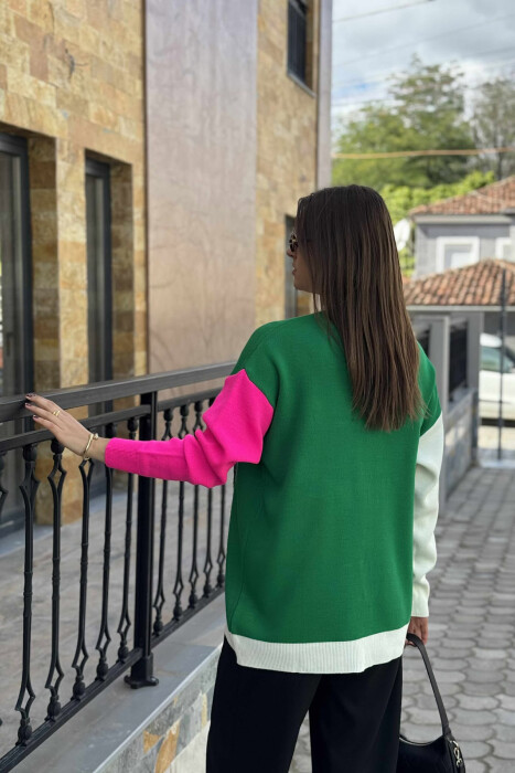 B LETTER SIMPLE WOMEN CARDIGAN GREEN/JESHILE - 3