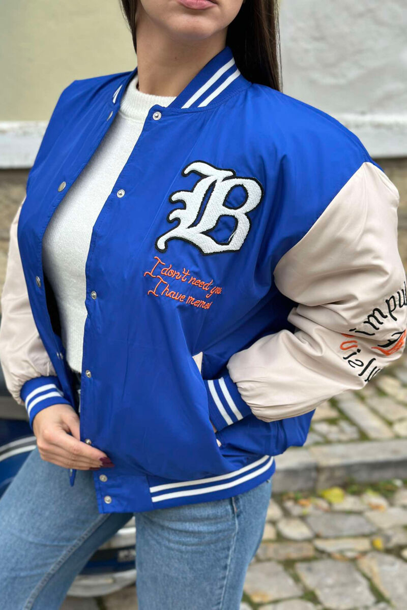 B LOGO BOMBER WOMEN JACKET BLUE/BLU - 5