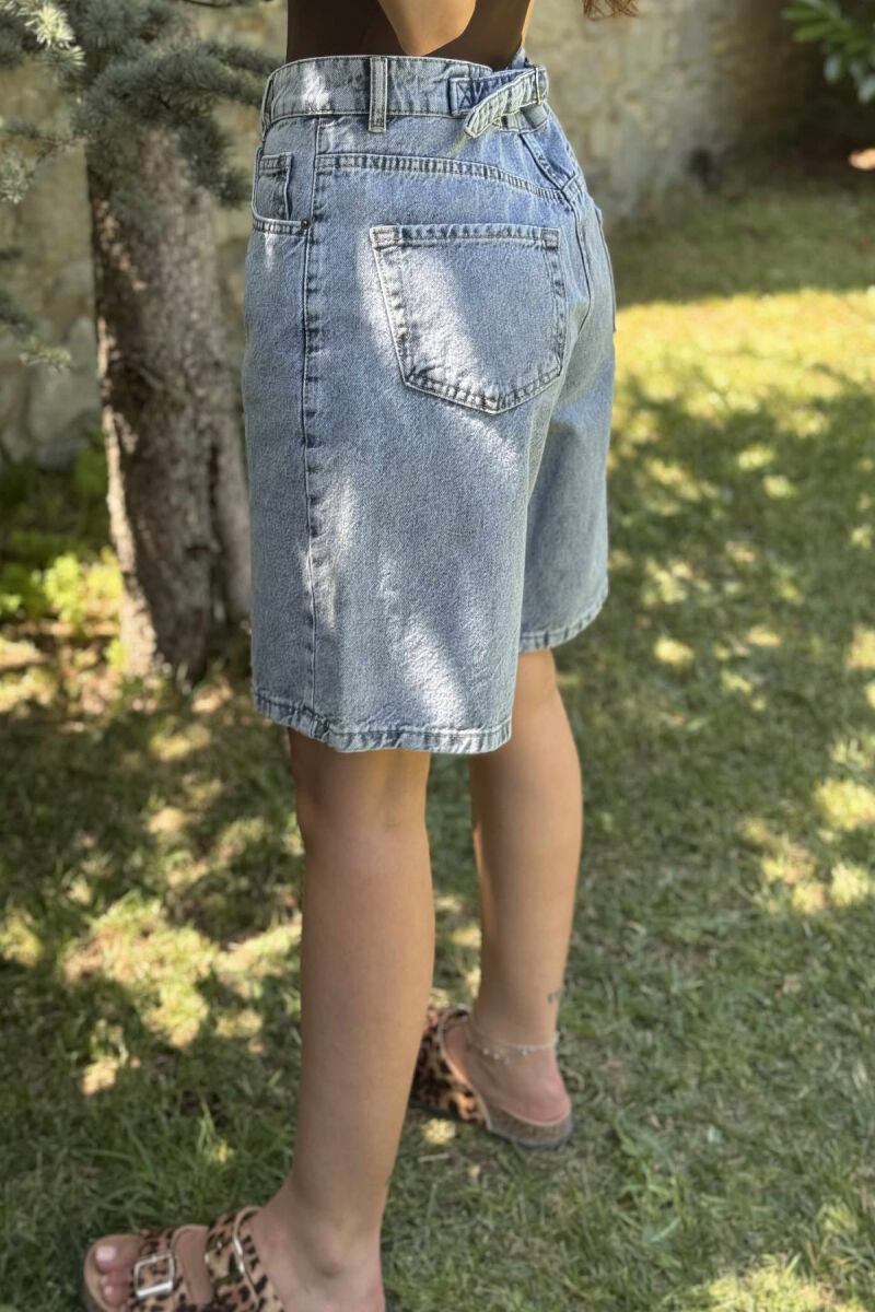 BACK BELT DETAIL SIMPLE WOMEN SHORTS LIGHTBLUE/BZ - 5