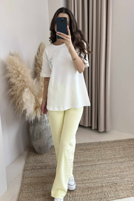 BACK DESIGN AND FRONT IMAGE WOMEN T-SHIRT WHITE-E BARDHE 