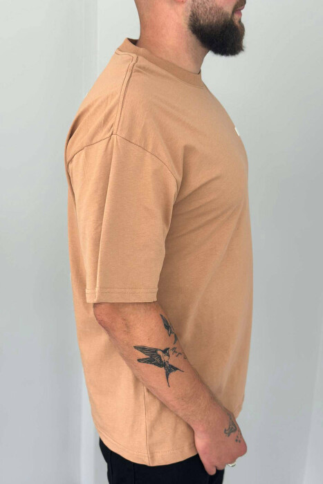 BACK DESIGN MEN T-SHIRT BROWN/KAFE - 4