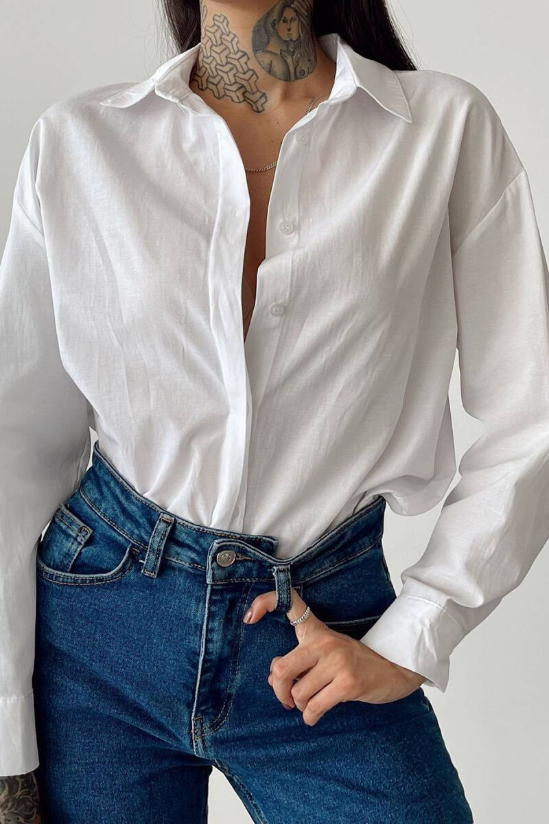 BACK DESIGN ONE COLOR LONG SLEEVE WOMEN SHIRT WHITE-E BARDHE - 7