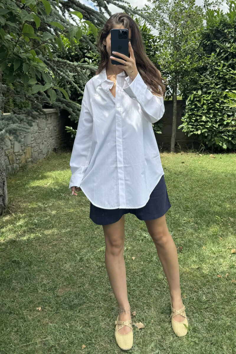 BACK DESIGN ONE COLOR LONG SLEEVE WOMEN SHIRT WHITE-E BARDHE - 1