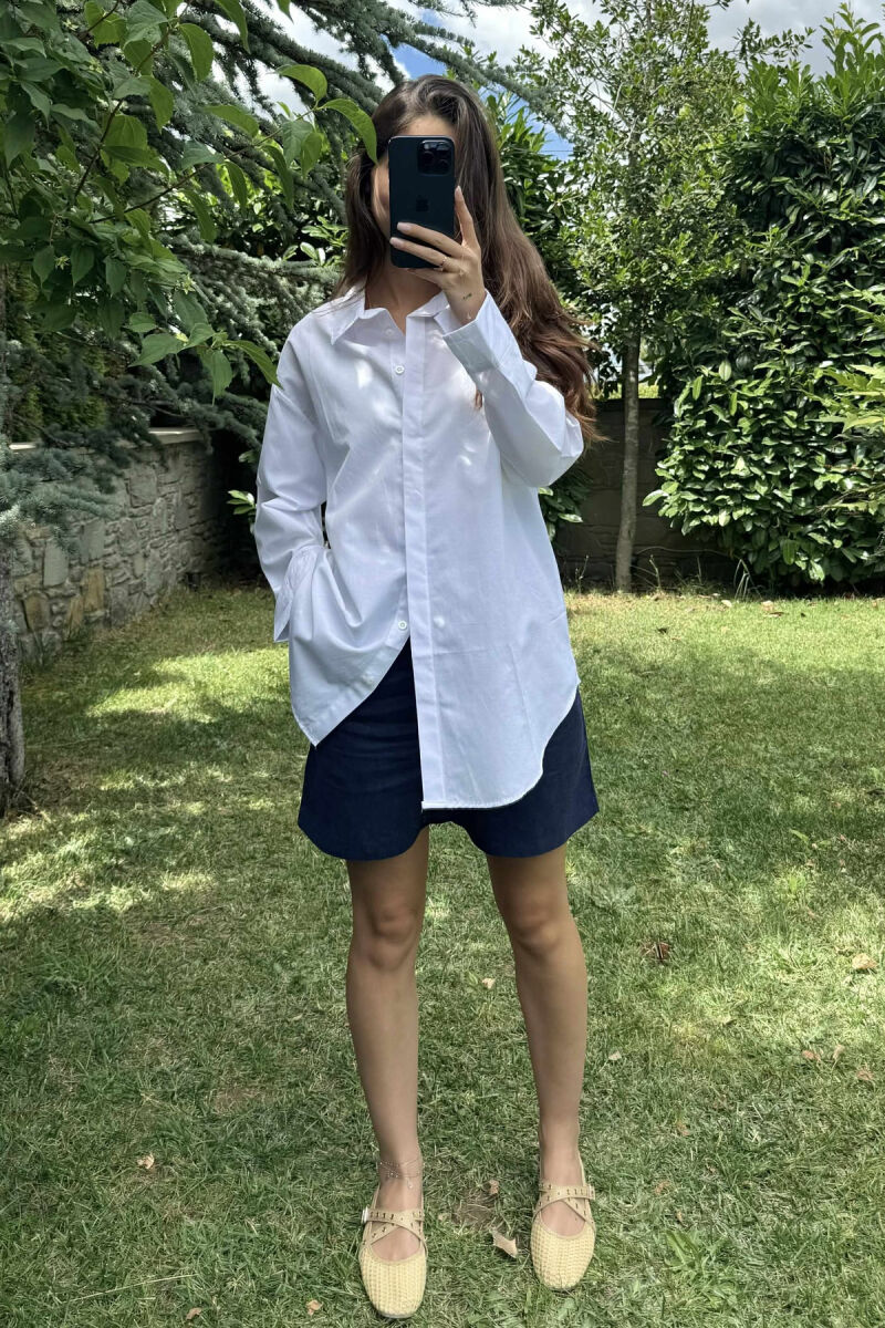 BACK DESIGN ONE COLOR LONG SLEEVE WOMEN SHIRT WHITE-E BARDHE - 2