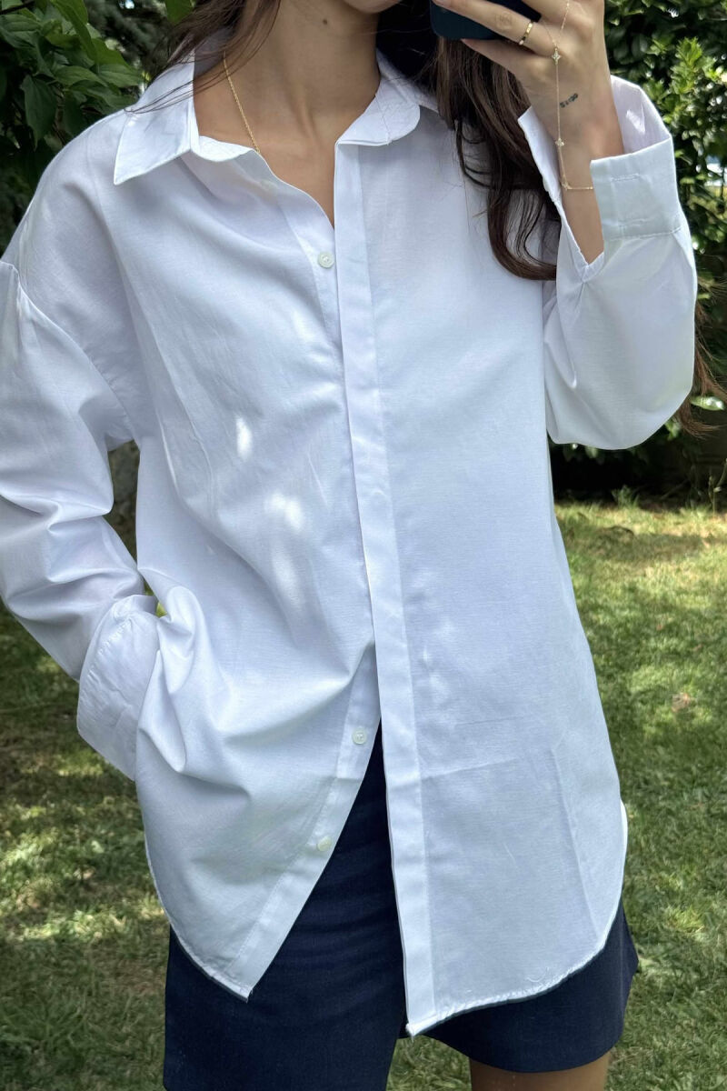 BACK DESIGN ONE COLOR LONG SLEEVE WOMEN SHIRT WHITE-E BARDHE - 4