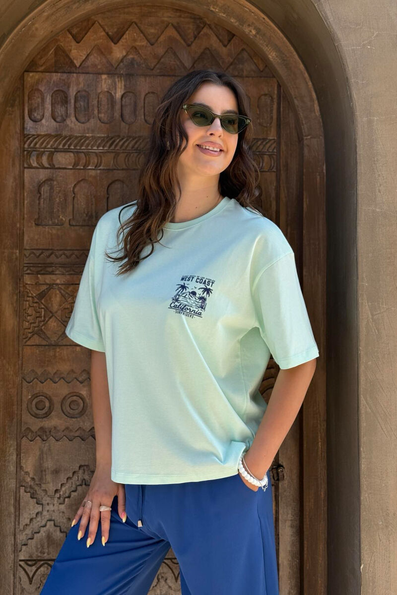 BACK DESIGN ONE COLOR WOMEN T-SHIRT MINT/MENTE - 2