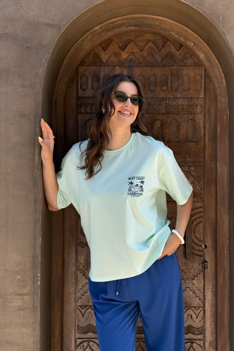 BACK DESIGN ONE COLOR WOMEN T-SHIRT MINT/MENTE - 6
