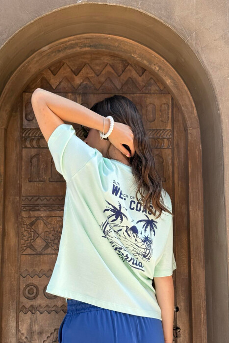 BACK DESIGN ONE COLOR WOMEN T-SHIRT MINT/MENTE - 8