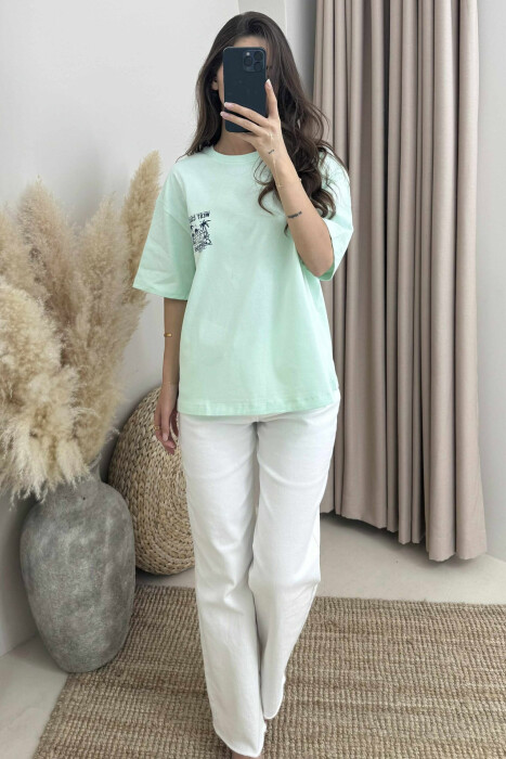 BACK DESIGN ONE COLOR WOMEN T-SHIRT MINT/MENTE - 1