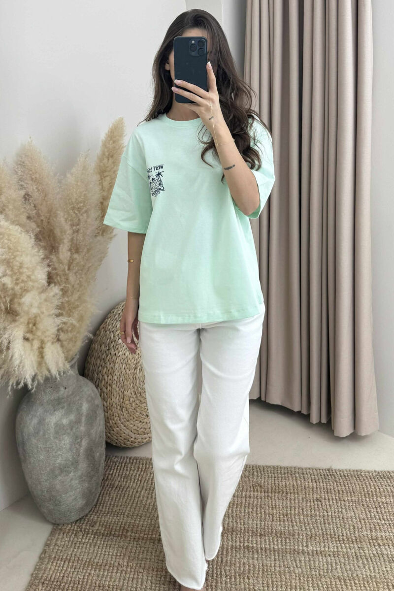 BACK DESIGN ONE COLOR WOMEN T-SHIRT MINT/MENTE - 1