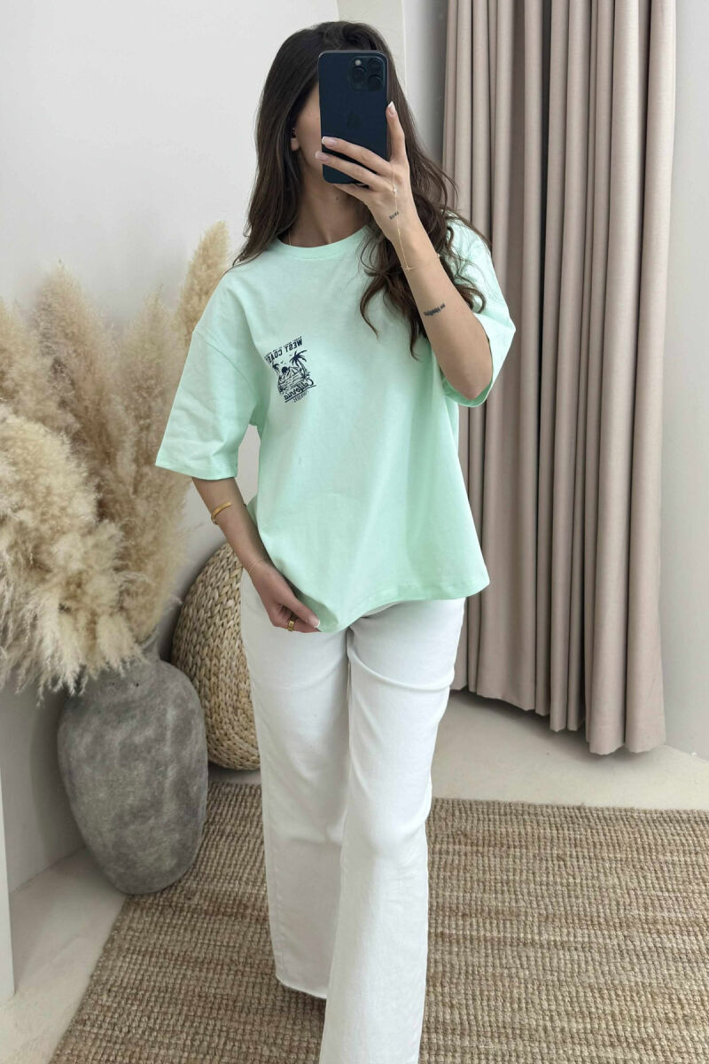 BACK DESIGN ONE COLOR WOMEN T-SHIRT MINT/MENTE - 3
