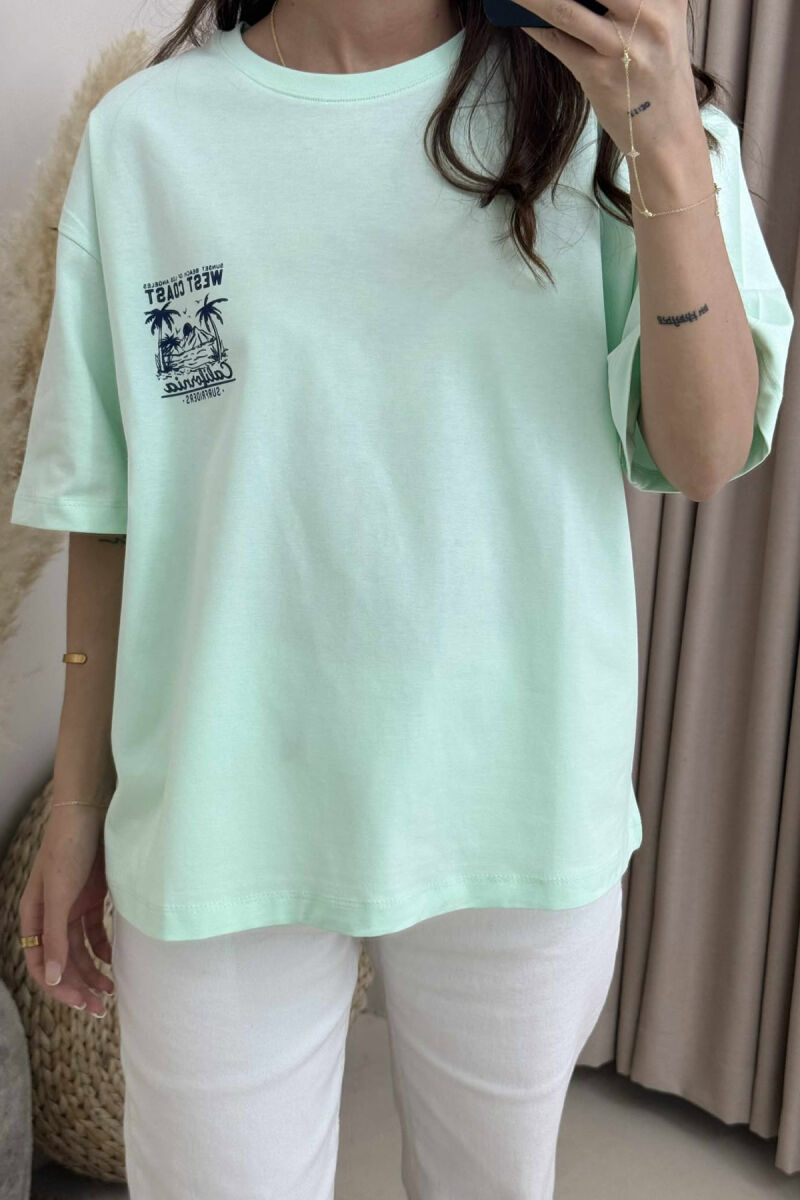 BACK DESIGN ONE COLOR WOMEN T-SHIRT MINT/MENTE - 5