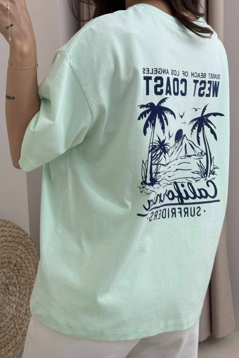 BACK DESIGN ONE COLOR WOMEN T-SHIRT MINT/MENTE - 7