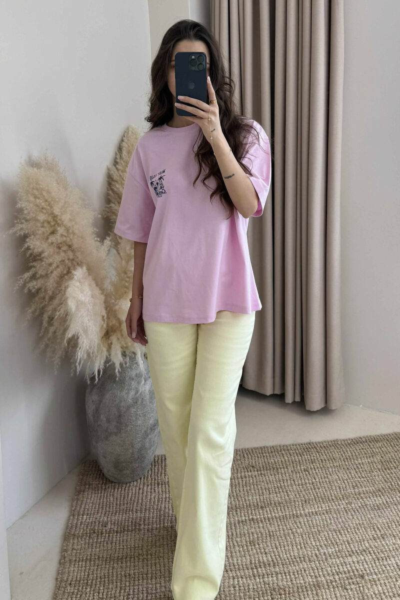 BACK DESIGN ONE COLOR WOMEN T-SHIRT PINK/ROZE - 1