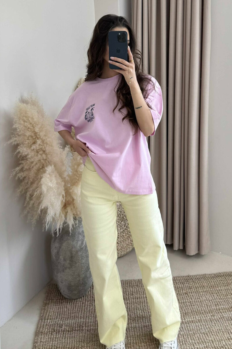 BACK DESIGN ONE COLOR WOMEN T-SHIRT PINK/ROZE - 2