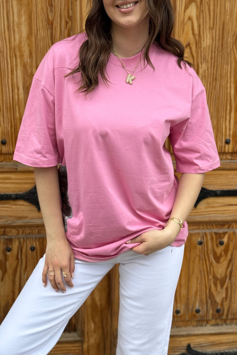 BACK DESIGN ONE COLOR WOMEN T-SHIRT PINK/ROZE - 3