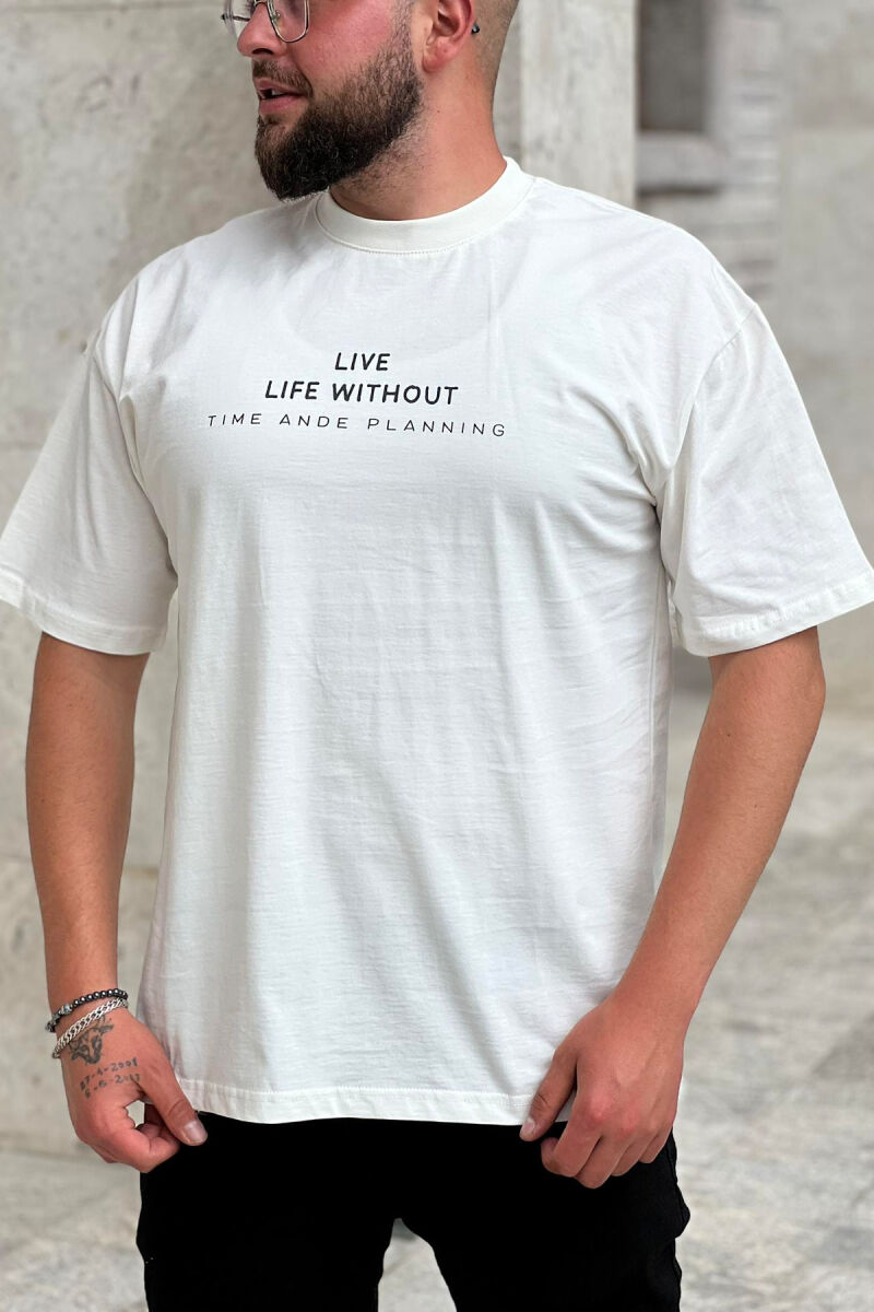 BACK IMAGE DESIGN MEN T-SHIRT CREAM/KREM - 2