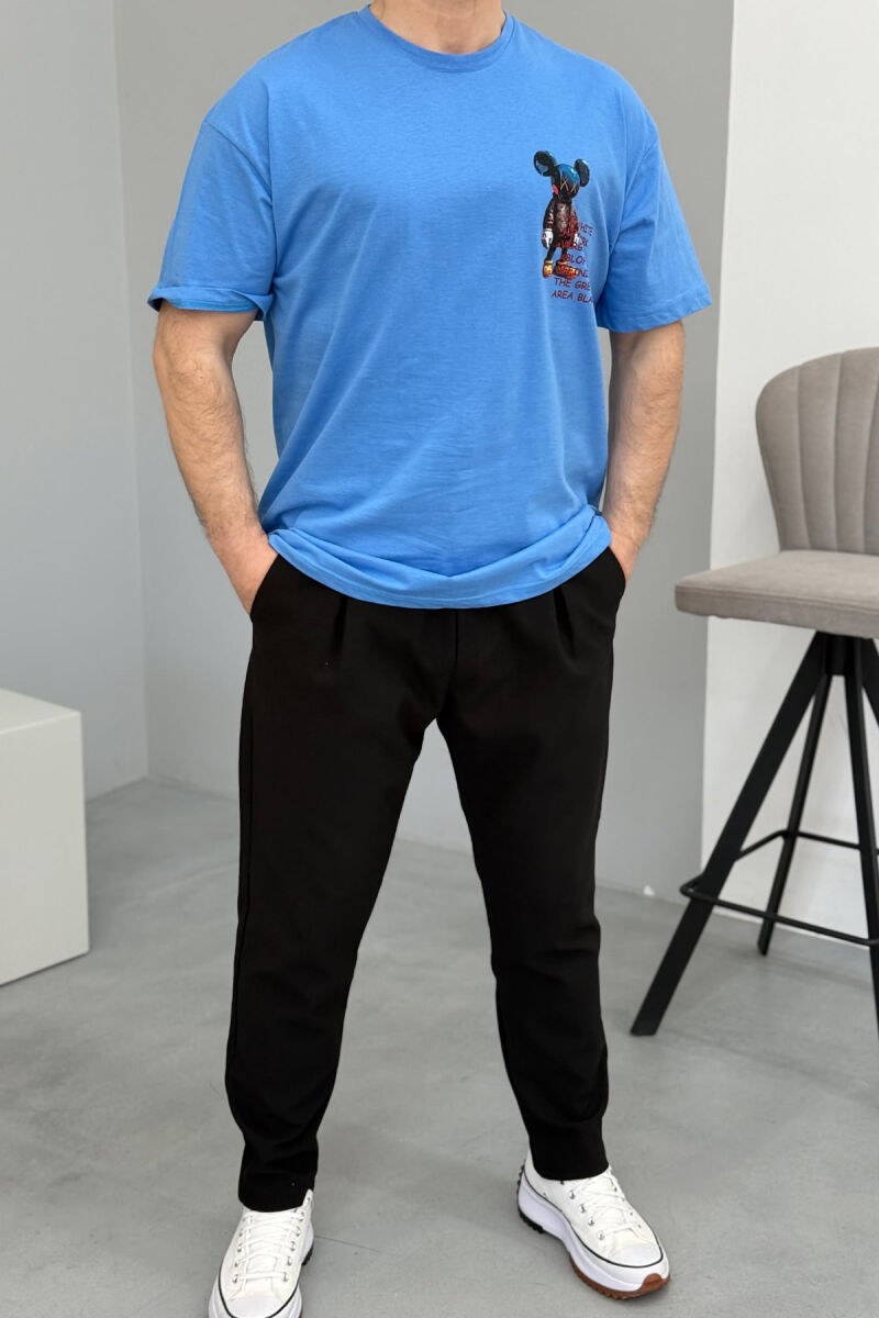 BACK IMAGE DESING MEN T-SHIRT LIGHTBLUE/BZ - 1