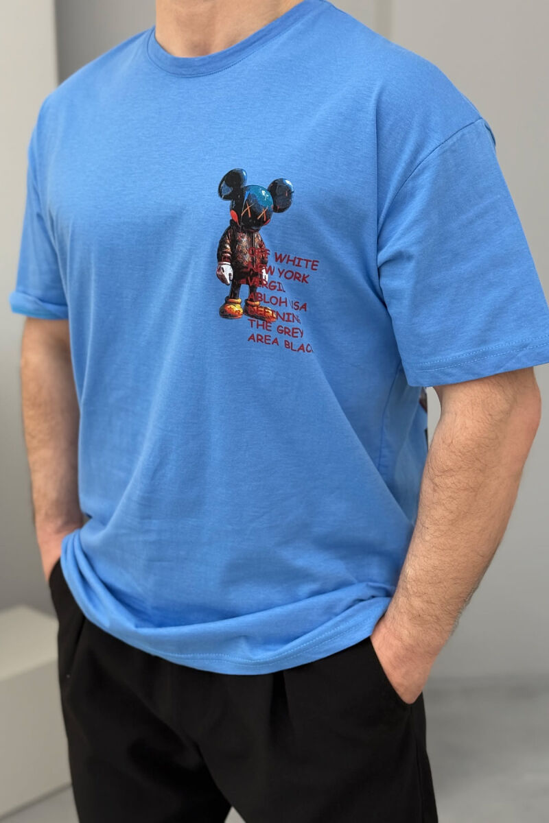 BACK IMAGE DESING MEN T-SHIRT LIGHTBLUE/BZ - 2