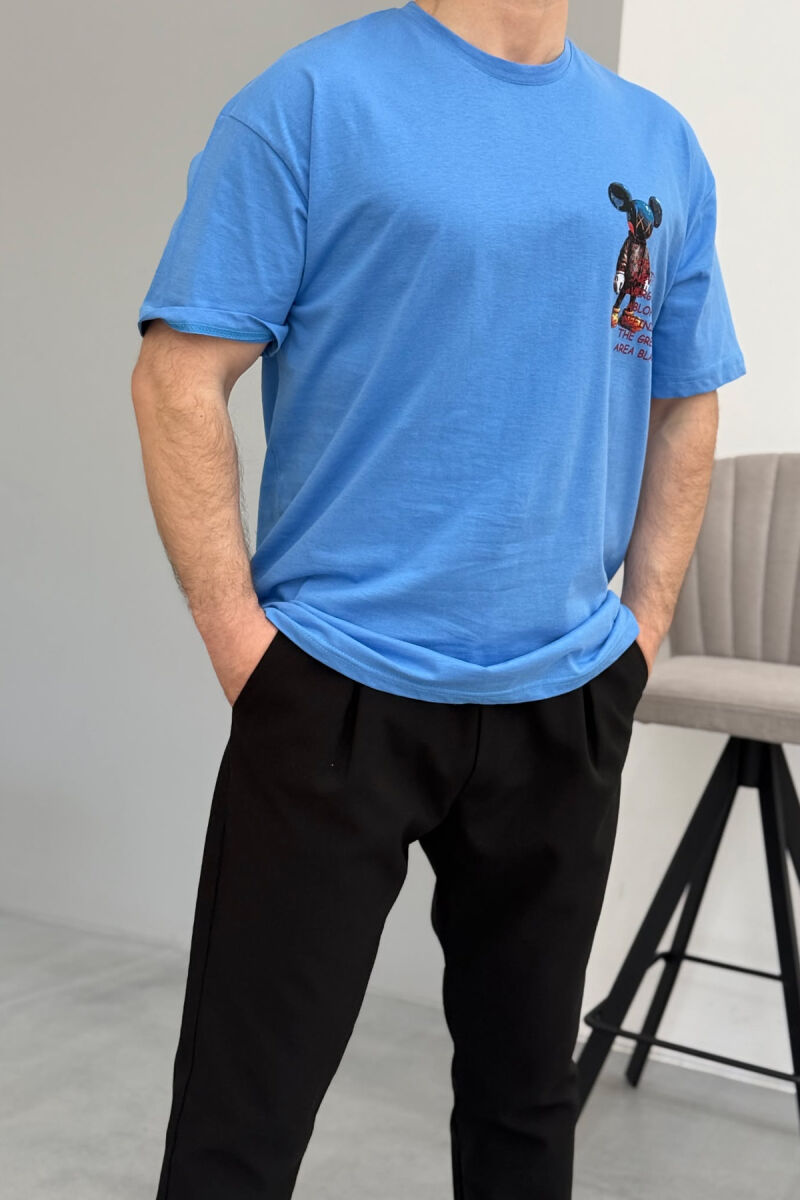 BACK IMAGE DESING MEN T-SHIRT LIGHTBLUE/BZ - 3