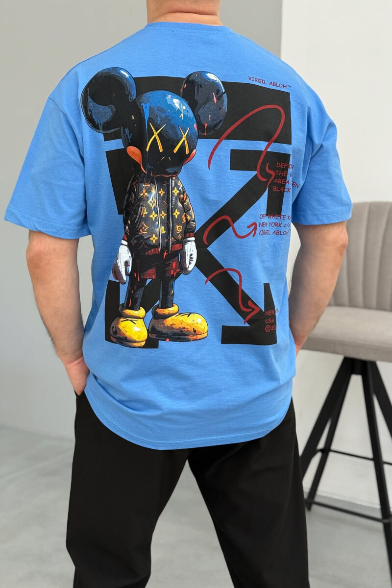 BACK IMAGE DESING MEN T-SHIRT LIGHTBLUE/BZ - 4