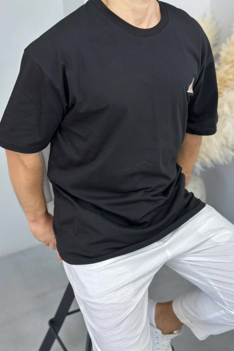 BACK IMAGE ROUND NECK MEN T-SHIRT BLACK/ E ZEZE - 3