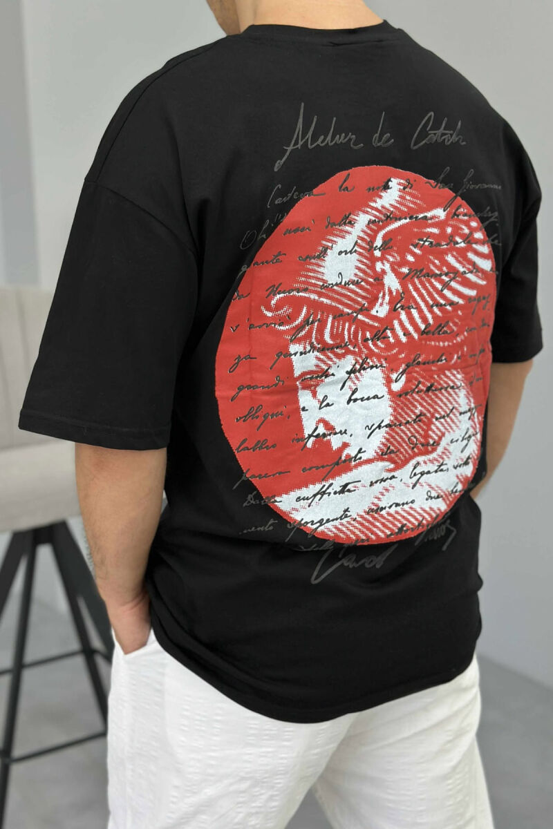 BACK IMAGE ROUND NECK MEN T-SHIRT BLACK/ E ZEZE - 4