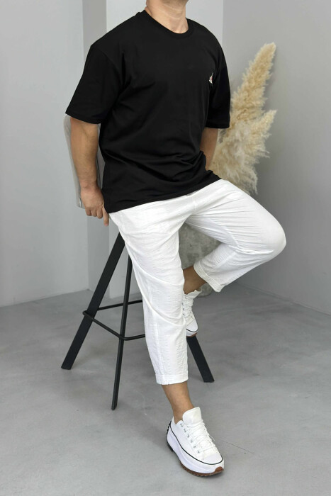 BACK IMAGE ROUND NECK MEN T-SHIRT BLACK/ E ZEZE 