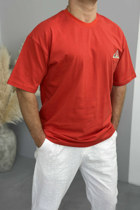 BACK IMAGE ROUND NECK MEN T-SHIRT DARK ORANGE/POE - 1