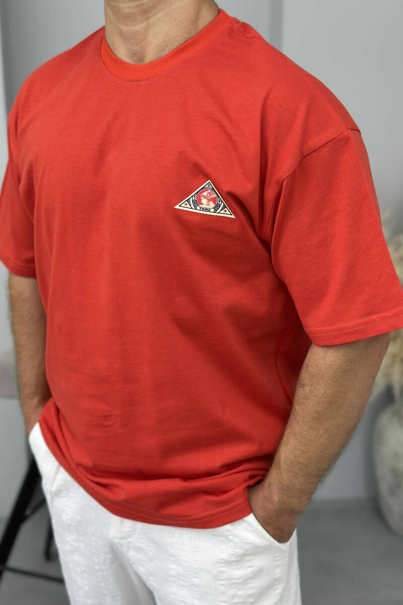 BACK IMAGE ROUND NECK MEN T-SHIRT DARK ORANGE/POE - 3