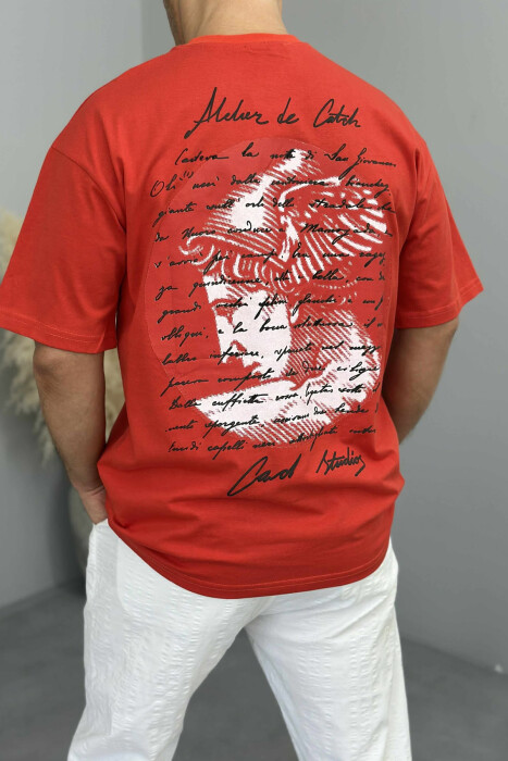 BACK IMAGE ROUND NECK MEN T-SHIRT DARK ORANGE/POE - 4