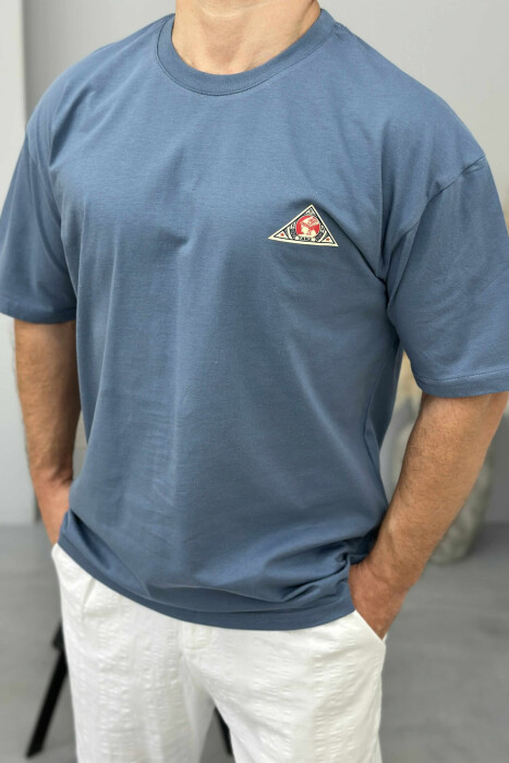 BACK IMAGE ROUND NECK MEN T-SHIRT LIGHTBLUE/BZ - 2