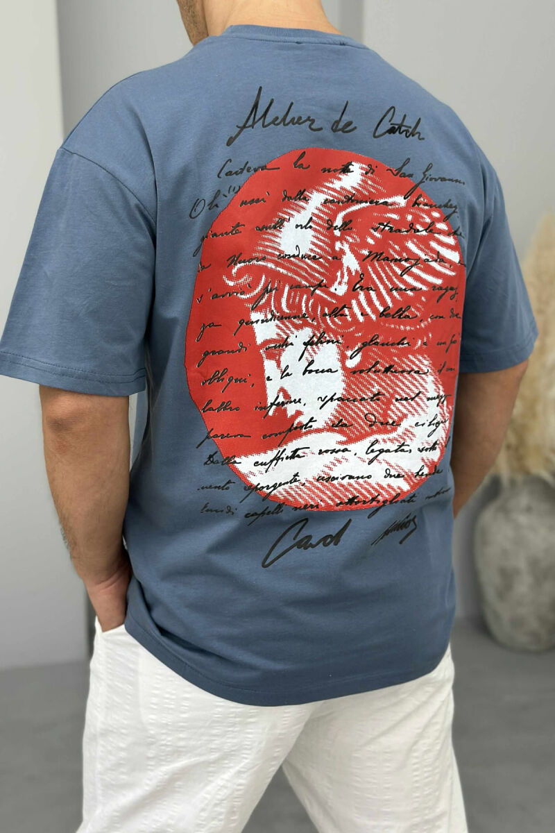 BACK IMAGE ROUND NECK MEN T-SHIRT LIGHTBLUE/BZ - 4