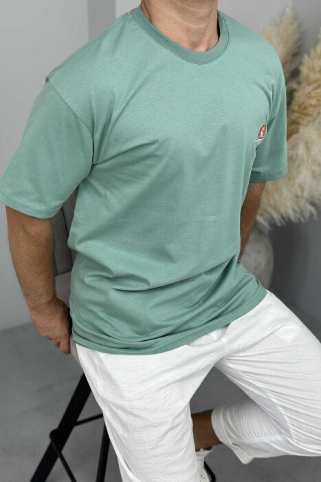 T-SHIRT I THJESHTË ME SHKRIME PËR MESHKUJ NË NGJYRËN MENTE 