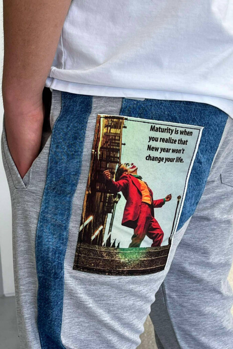 BACK JOKER IMAGE MEN SWEATPANTS GREY/GRI - 4