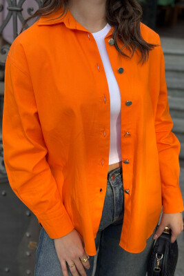 BACK WITH DETAILS ONE COLOR SHIRT WOMAN ORANGE/PORTOKALLI 