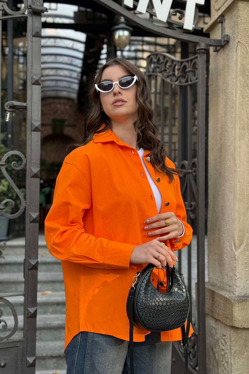 BACK WITH DETAILS ONE COLOR SHIRT WOMAN ORANGE/PORTOKALLI - 4