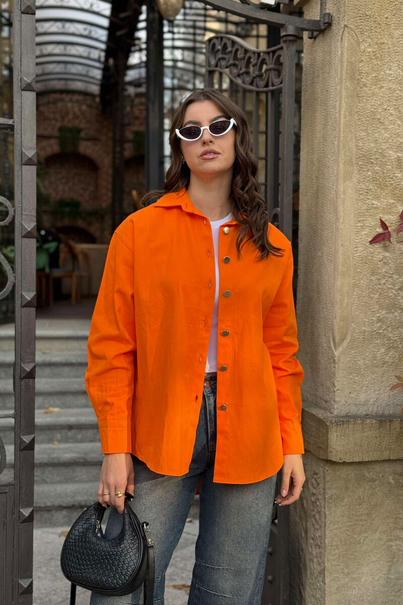 BACK WITH DETAILS ONE COLOR SHIRT WOMAN ORANGE/PORTOKALLI - 5