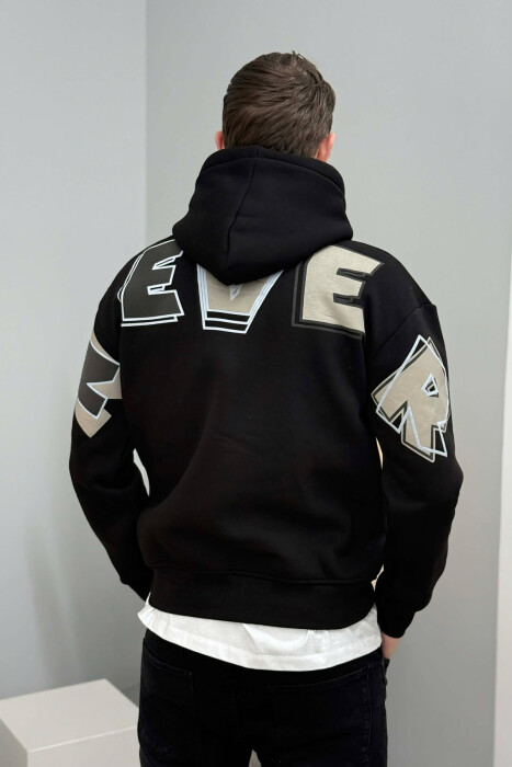 BACK WRITTING FLUFFY MEN HOODIE BLACK/ E ZEZE - 4
