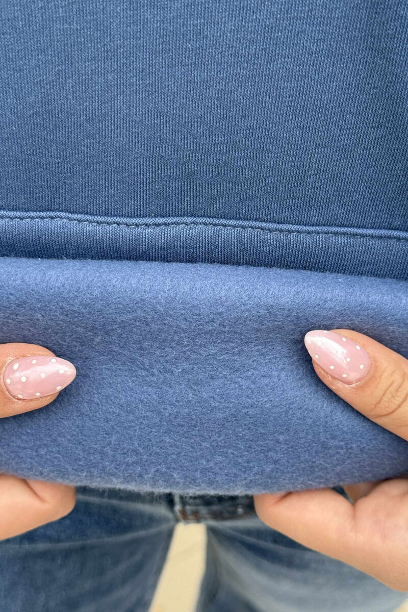 BACK WRITTING FLUFFY WOMEN HOODIE BLUE/BLU - 5