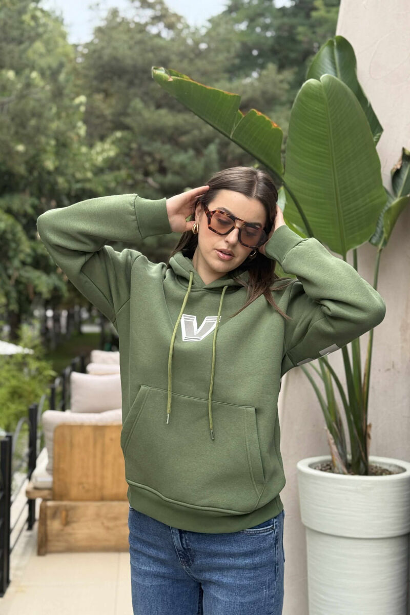 BACK WRITTING FLUFFY WOMEN HOODIE GREEN/JESHILE - 3