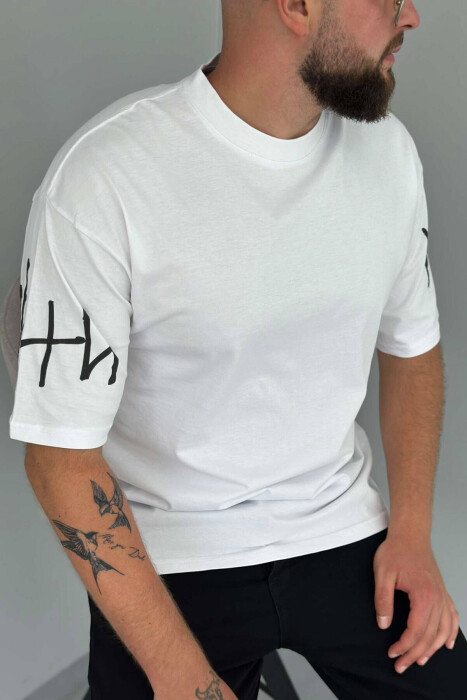 BACK WRITTINGS MEN T-SHIRT WHITE-E BARDHE - 2