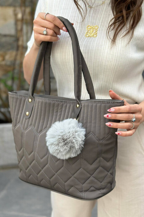 BAG WITH FLUFFY CHAIN WOMAN GREY/GRI - 3