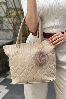 BAG WITH FLUFFY CHAIN WOMAN LIGHT BEIGE/BZHZB 