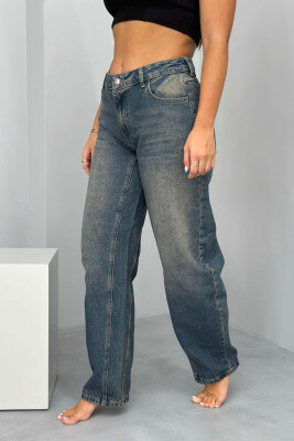 BAGGY ONE COLOR SIMPLE WOMAN JEANS DARK BLUE/BEE 