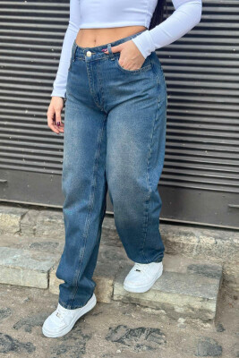 BAGGY ONE COLOR SIMPLE WOMAN JEANS DARK BLUE/BEE 