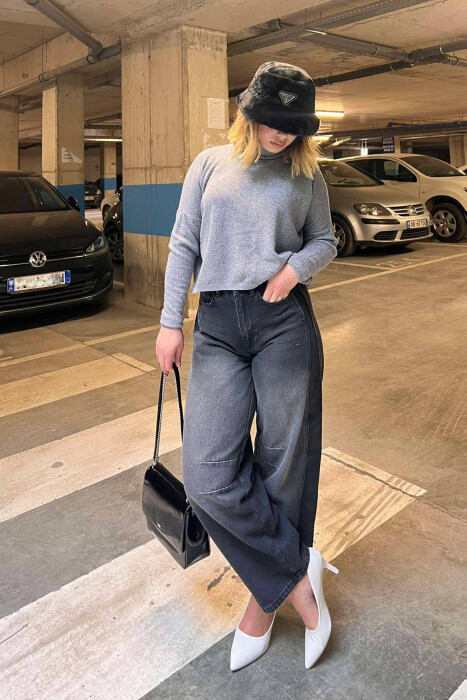 BAGGY SIMPLE ONE COLOR JEANS BLACK/ E ZEZE - KLAUDIO FASHION