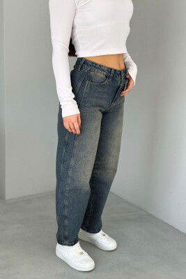 BAGGY SIMPLE ONE COLOR JEANS DARK BLUE/BEE 