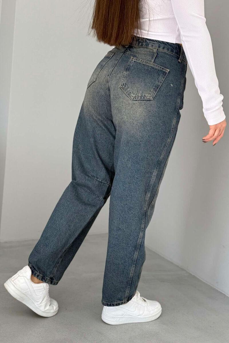 BAGGY SIMPLE ONE COLOR JEANS DARK BLUE/BEE - 3